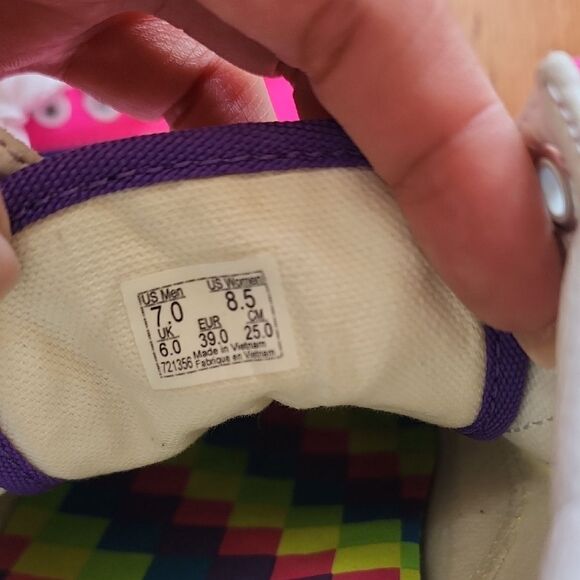 Vans Colorful Canvas Sneakers with White Laces- Women's Size 9 /Men's Size 7 - Picture 2 of 5